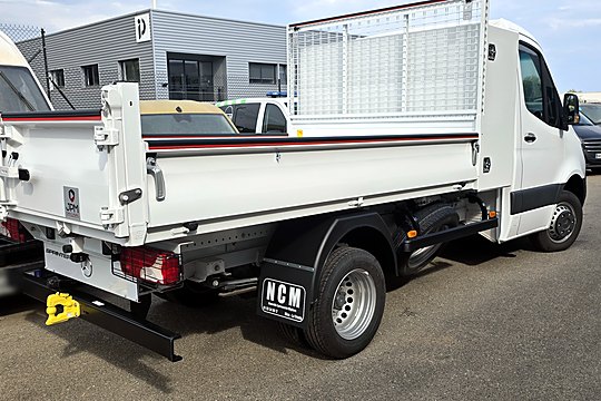 Benne basculante avec rehausse grillagée sur Mercedes Sprinter